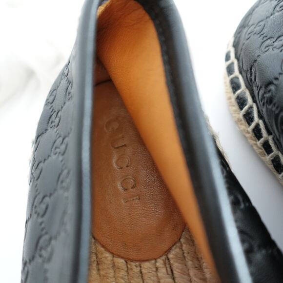 Gucci Guccisima Black GG Logo Leather Espadrilles size 36.5 - Picture 3 of 13